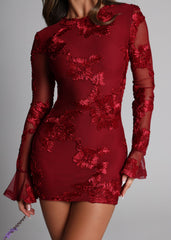 Love to Dream Long Sleeved Mini Dress - Burgundy