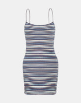Anzhelina Strappy Mini Dress in Multi Blue Stripe