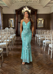 Always Sparkling Embellished Gown - Aqua