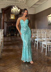 Always Sparkling Embellished Gown - Aqua