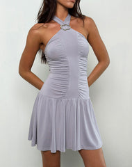Belasar Mini Dress in Cupro Lilac Grey