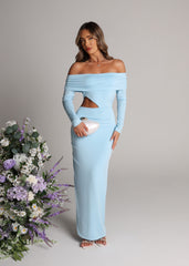 Blooming Romance Cut Out Maxi Dress - Blue