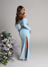 Blooming Romance Cut Out Maxi Dress - Blue