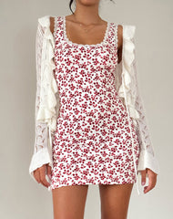 Camina Dress in Summer Strawberry Off White