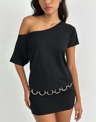 Edwina Off The Shoulder Mini Dress in Black