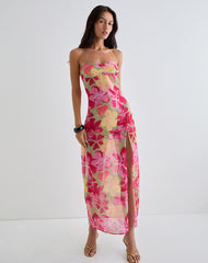 Fasha Maxi Dress in Bold Multi Colour Floral