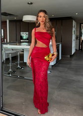 Better Than Revenge Lace Maxi Dress - Burgundy