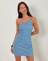 Hamal Mini Dress in Sequin Blue