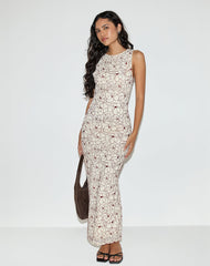Hoover Maxi Dress in Line Flower Cream