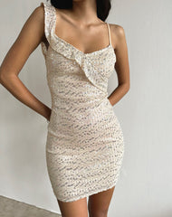 Iskaya Frill Mini Dress in Sequin Neutral