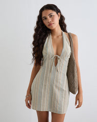 Jioner Mini Dress in Stripe Yellow with Lining