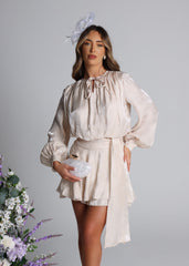 Just For You Belted Tunic Mini Dress - Champagne