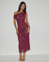 Kaido Midi Dress in Sequin Knit Burgundy
