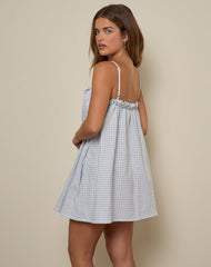 Kamalani Dress in Mini Gingham Blue and Grey