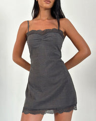 Larna Mini Dress in Check Tailoring Grey