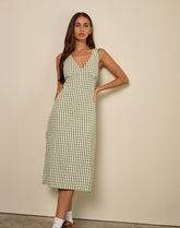 Lavisha Midi Dress in Green Check