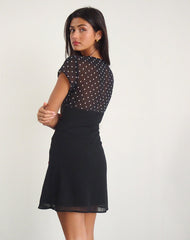 Lovita Mini Dress in Basic Polka Black