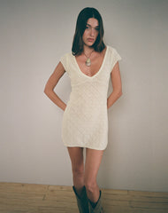 Mariza Mini Dress in Pointelle Ivory