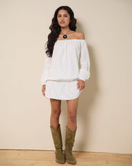 Melisandre Mini Dress in Broderie Ivory
