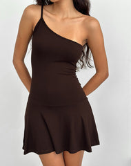 Messac Asymmetric Dress in Rayon Jersey Bitter Chocolate
