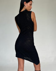 Ottilie Textured Asymmetric Mini Dress in Black