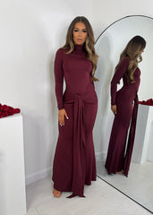 Perfectly Imperfect Tie Maxi Dress - Burgundy