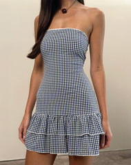 Sitav Dress in Seersucker Gingham Navy