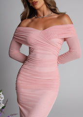 Soul Ties Mesh Long Sleeved Maxi Dress - Pink