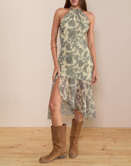 Tanta Midi Dress in Blurred Floral Yellow