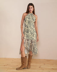 Tanta Midi Dress in Blurred Floral Yellow