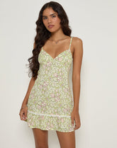 Tatavi Mini Dress in Blooming Lily Green