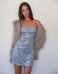 Turu Mini Dress in Sequin Abstract Rose Grey