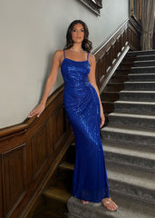 Twilight Empress Sequin Maxi Dress - Cobalt Blue