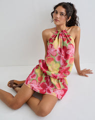 Veloria Mini Dress in Bold Multi Colour Floral