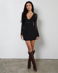 Xaviera Plunge Dress in Black