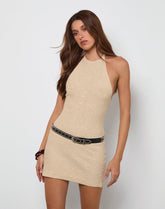 Yakanta Mini Dress in Sequin Knit Gold