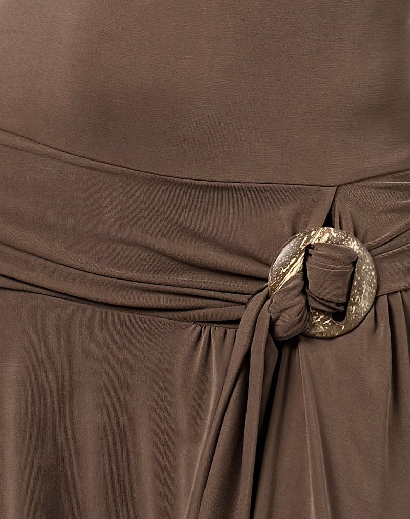 Aleida Belted Mini Dress in Cupro Mink