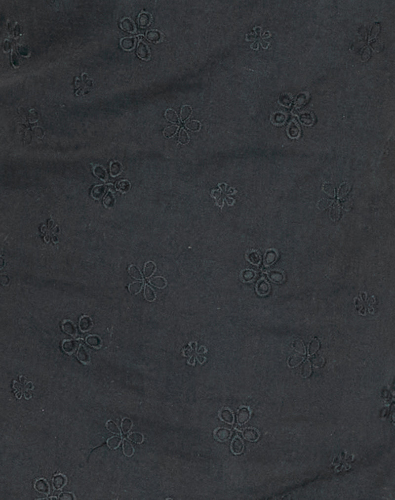 Belinda Mini Dress in Flower Broderie Black