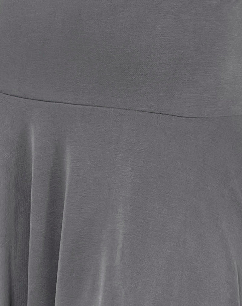 Briar Waterfall Mini Dress in Cupro Grey