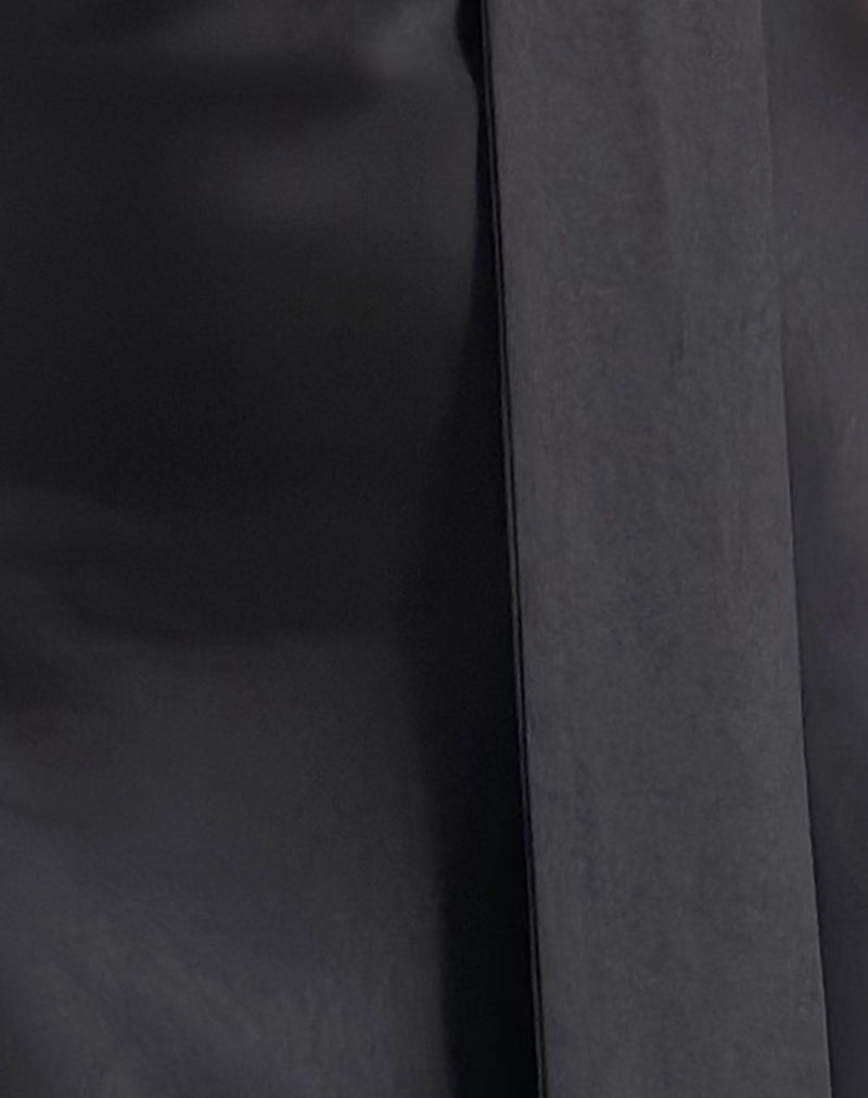 Brigid One Shoulder Satin Dress in Black