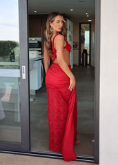 Better Than Revenge Lace Maxi Dress - Burgundy