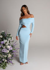 Blooming Romance Cut Out Maxi Dress - Blue