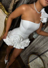 Classic Romance Ruffle Mini Dress - White