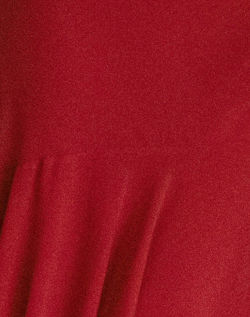 Dansya Midi Chiffon Dress in Red