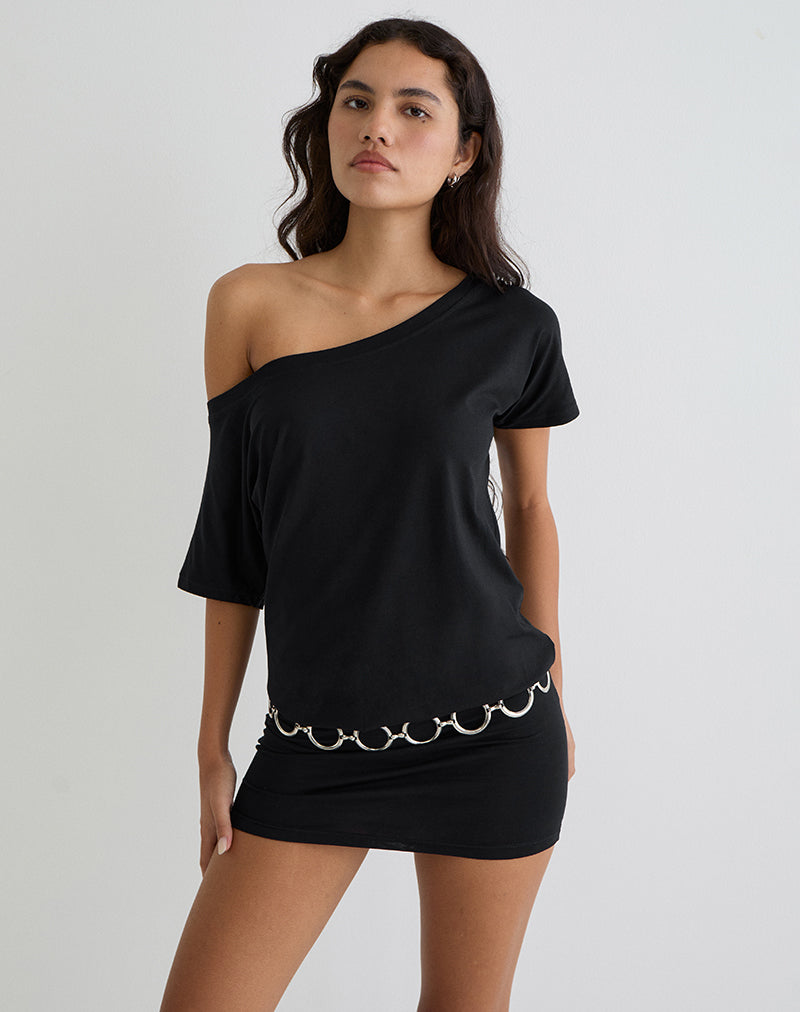 Edwina Off The Shoulder Mini Dress in Black