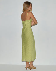 Elayna Midi Dress in Chiffon Stripe Green