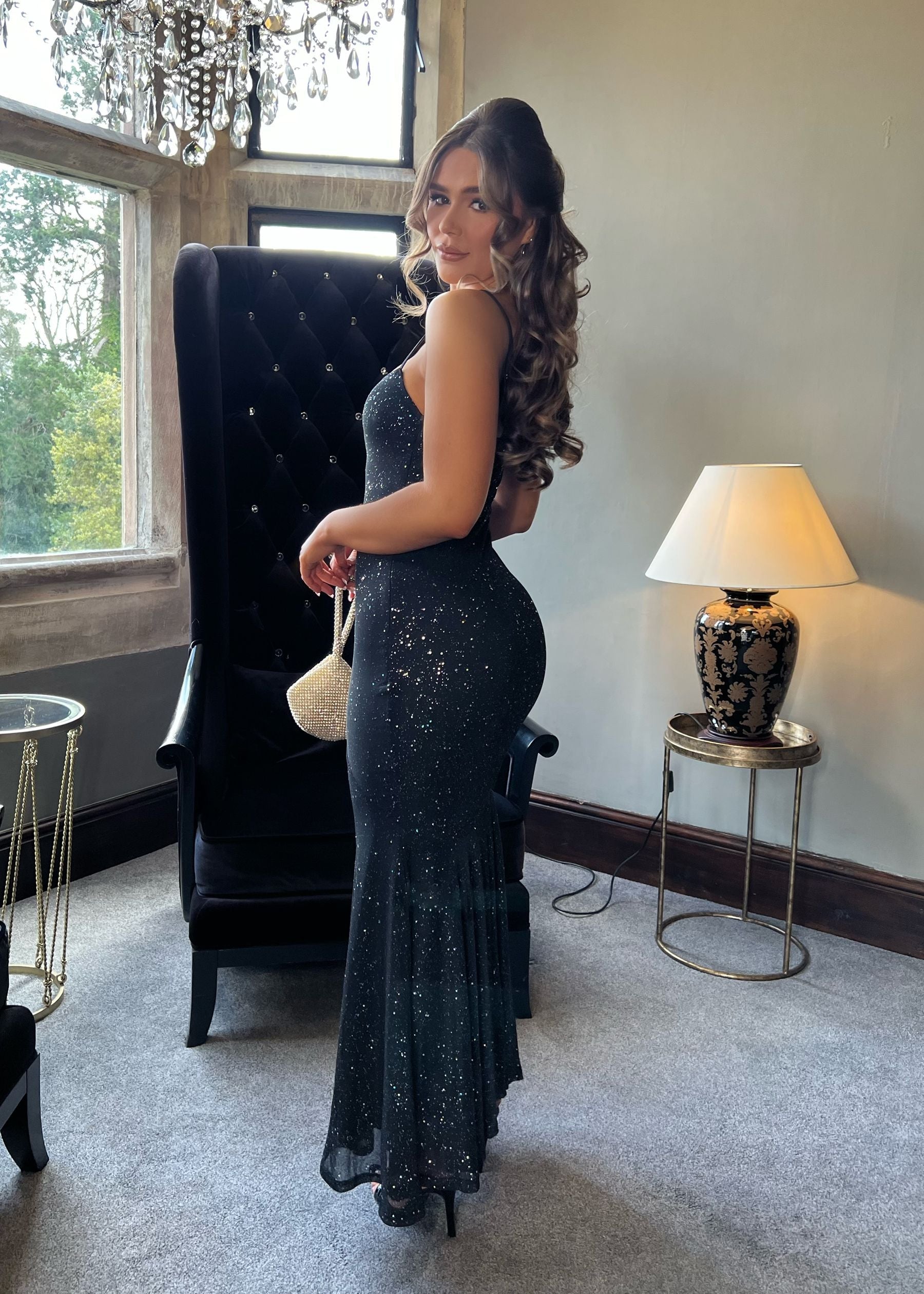 Eclipsed Beauty Sparkle Maxi Dress - Black