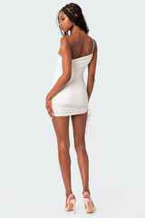 Kinsley Asymmetric Gathered Mini Dress