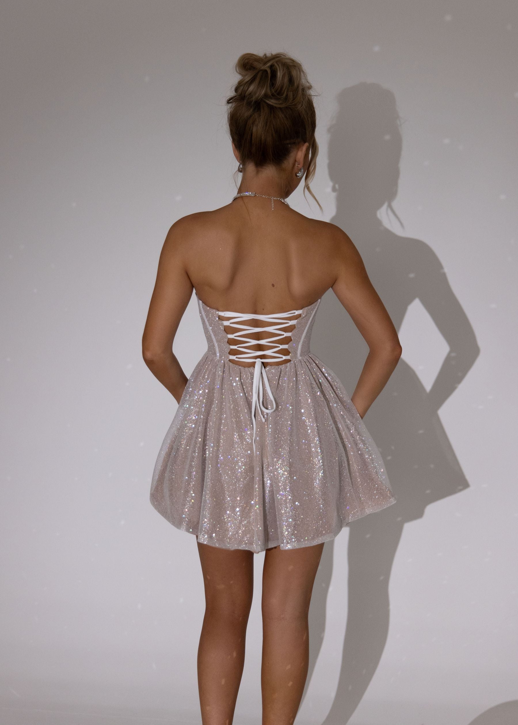 Enchanted Fantasy Sparkle Mini Dress - Champagne Sparkle