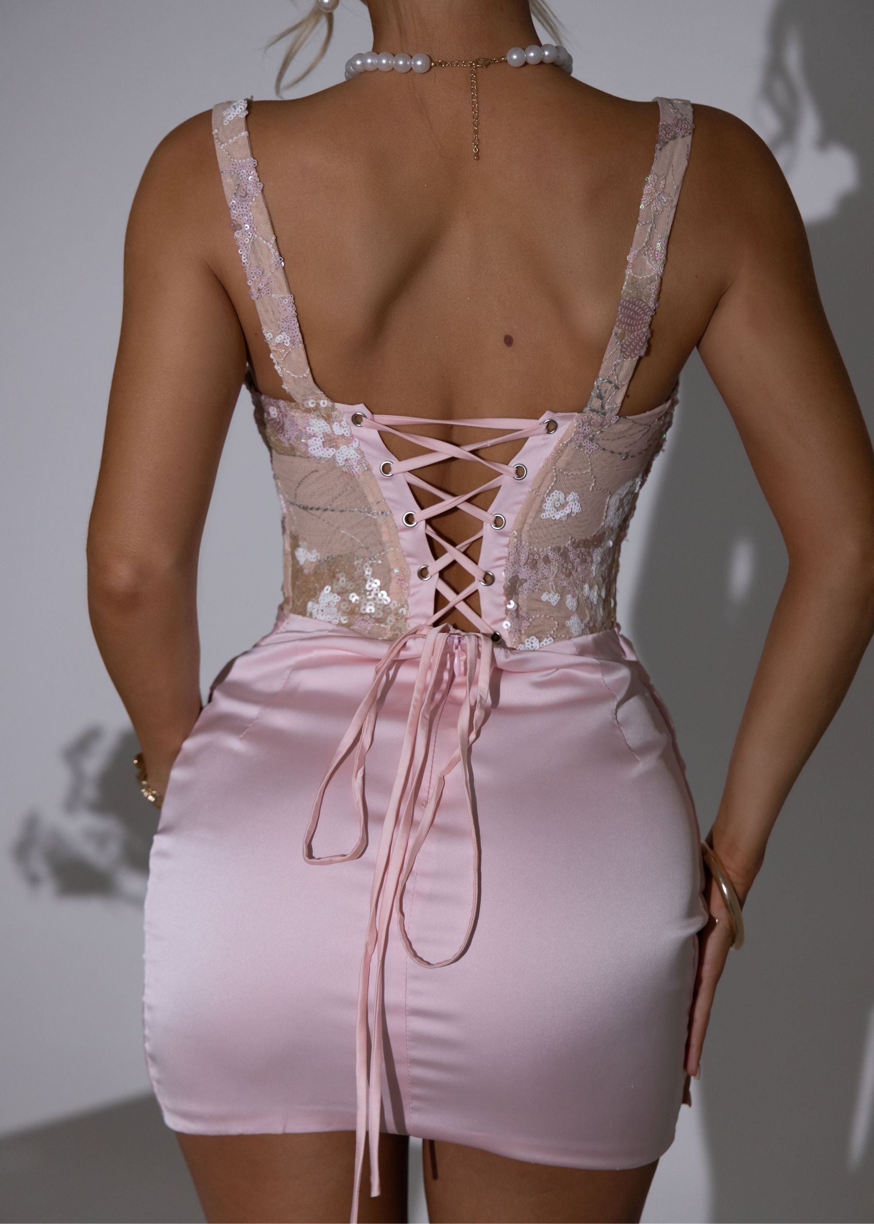 PRE ORDER Enchanted Charm Floral Corset Mini Dress - Pink